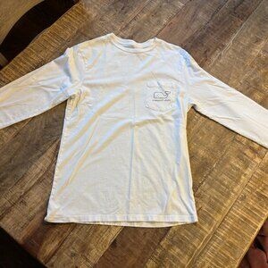 Classic long sleeve adult XS white Vineyard Vines pocket tee with whale